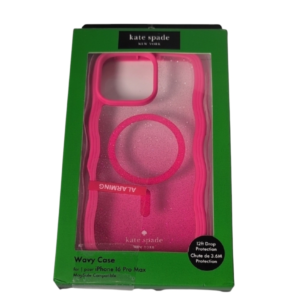 kate spade Pink Wavy Glitter MagSafe iPhone Case without packaging